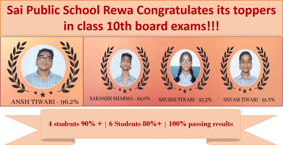 Sai Public School Rewa Class 10 board toppers 2025